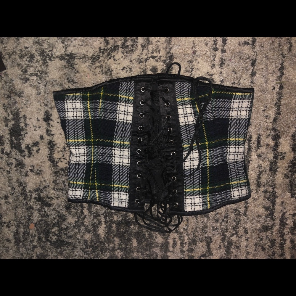plaid steel boned corset